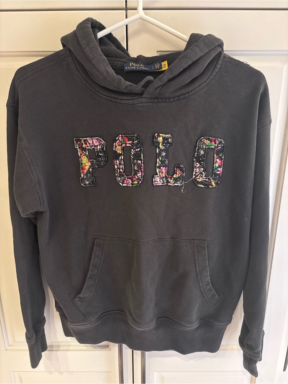 Polo by Ralph Lauren Dark Gray Floral-Appliqué Hoodie women’s small